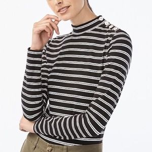 J. Crew Mockneck Bodysuit with button shoulders, M